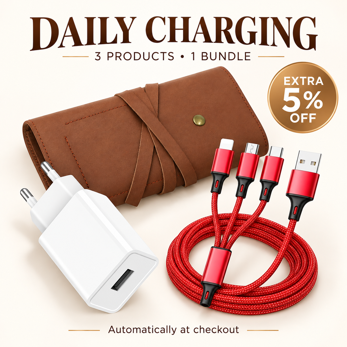 Bundle advertisement - all three included products - extra 5% off at checkout