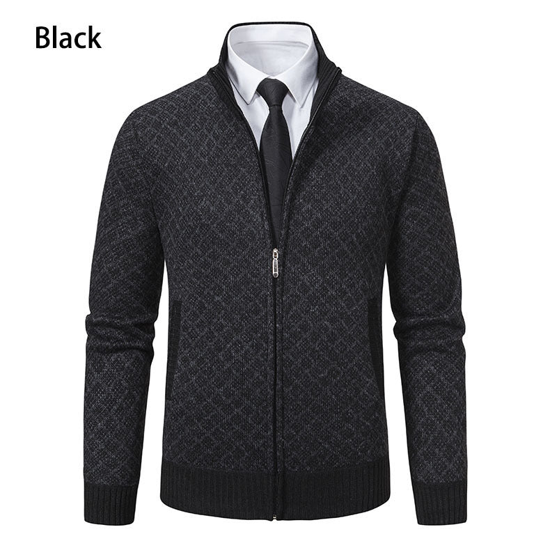 Men's Fleece-Lined Hooded Cardigan Sweater