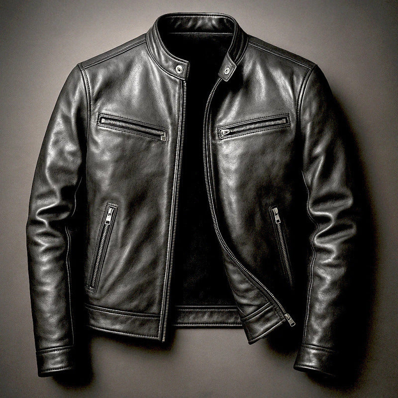 Men's Slim-Fit PU Leather Jacket