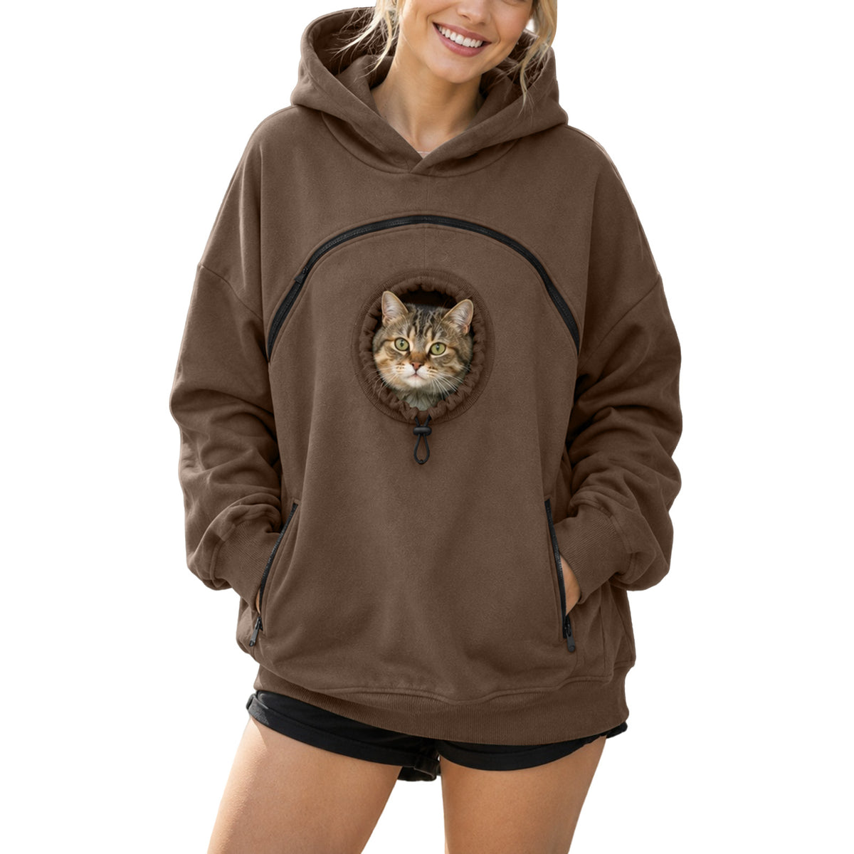 Women's Fleece Hoodie with Pet Pocket