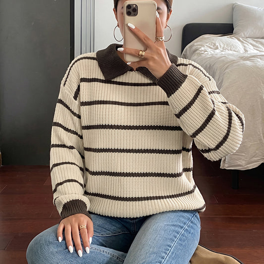 Women's Striped Knit Pullover Sweater