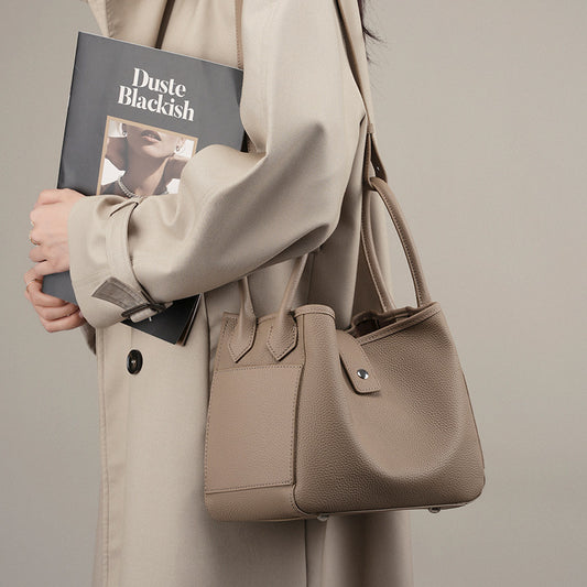 Genuine Leather Bucket Bag for Women