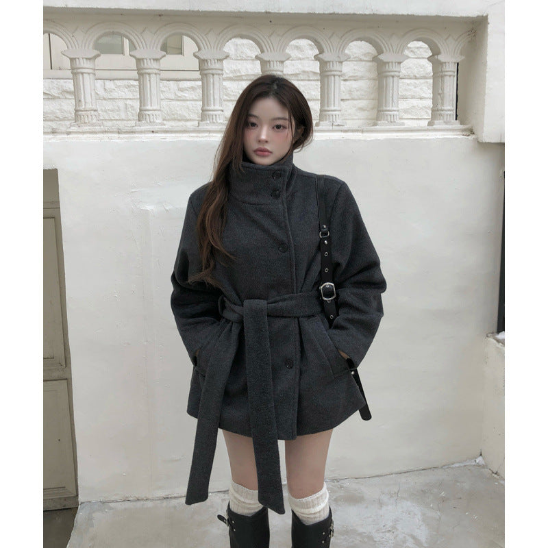 Women Winter Belted Wool Coat