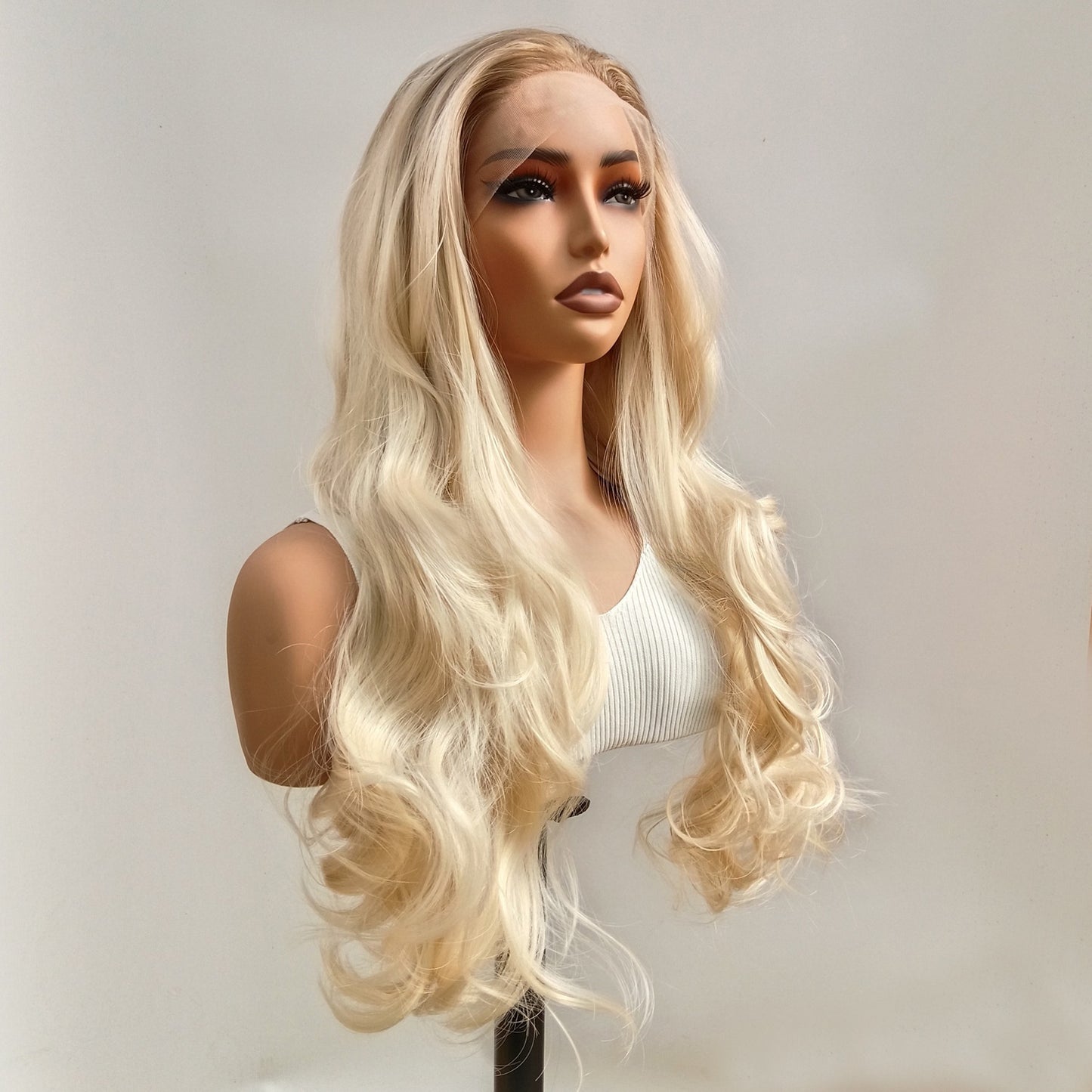 Front Lace Synthetic Wig Brown Platinum Gradient