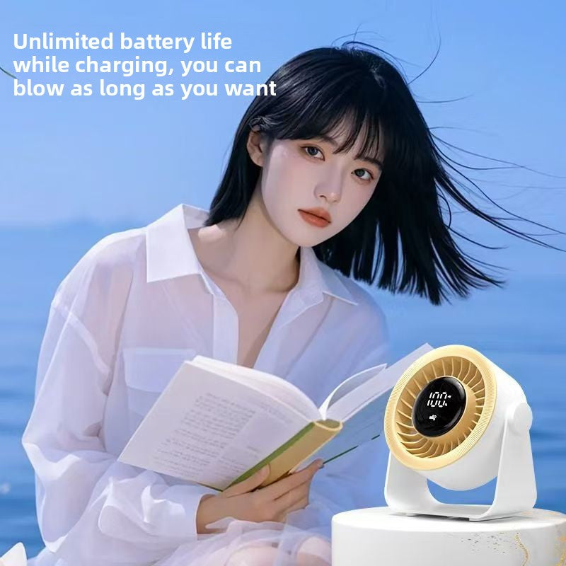 USB Desktop Fan with Digital Display and Silent Operation