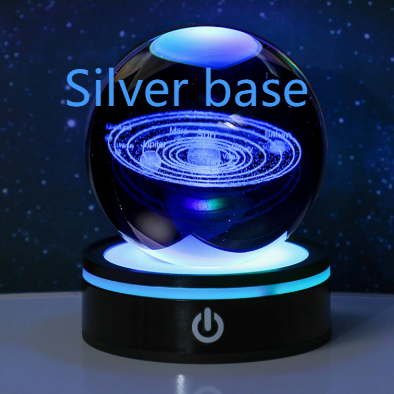 3D Carved Crystal Ball Night Light with LED Base