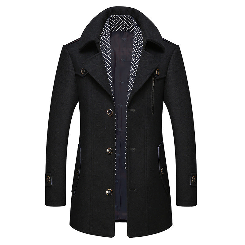 Men's Wool-Blend Scarf-Collar Coat