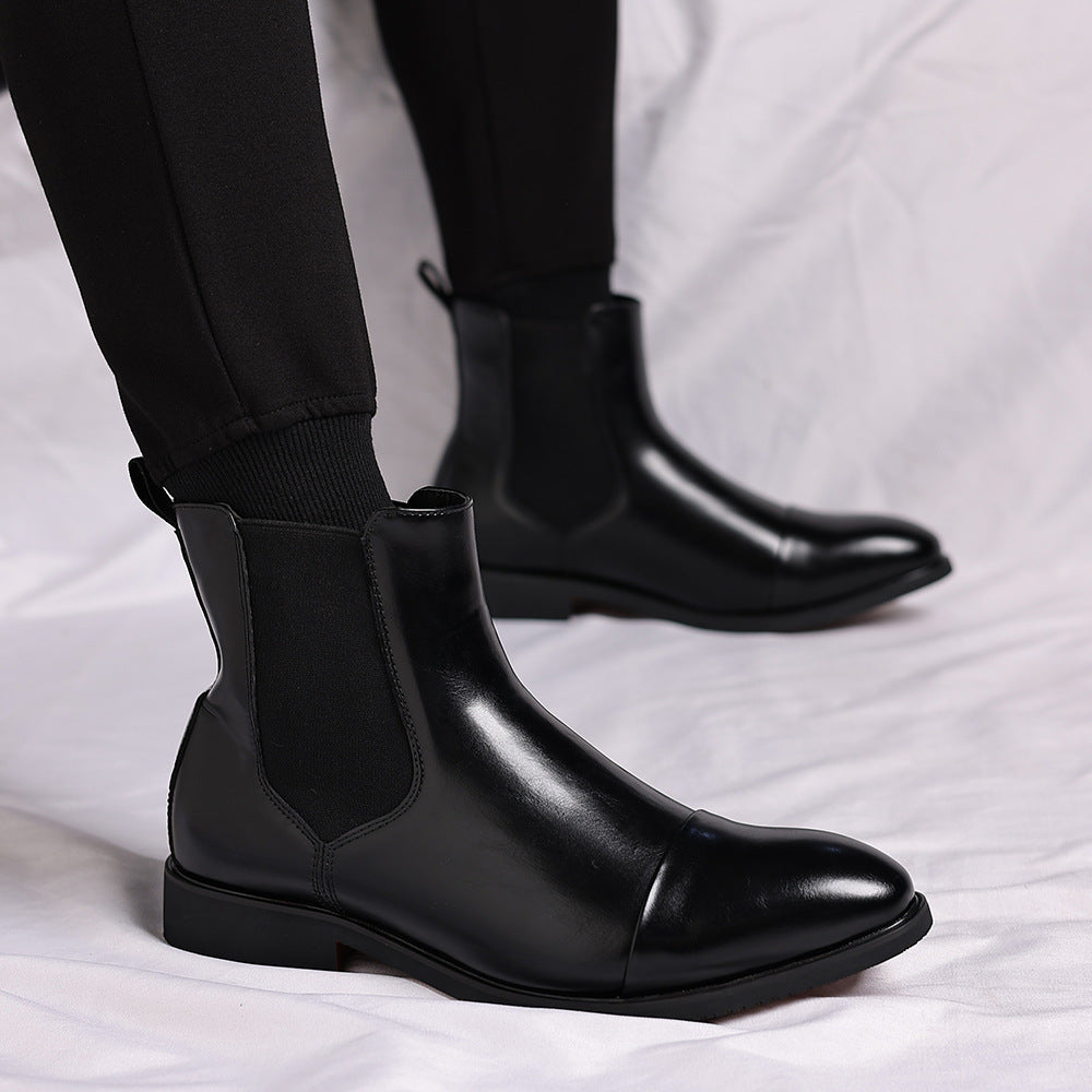 Men's Pointed-Toe PU Leather Chelsea Boots