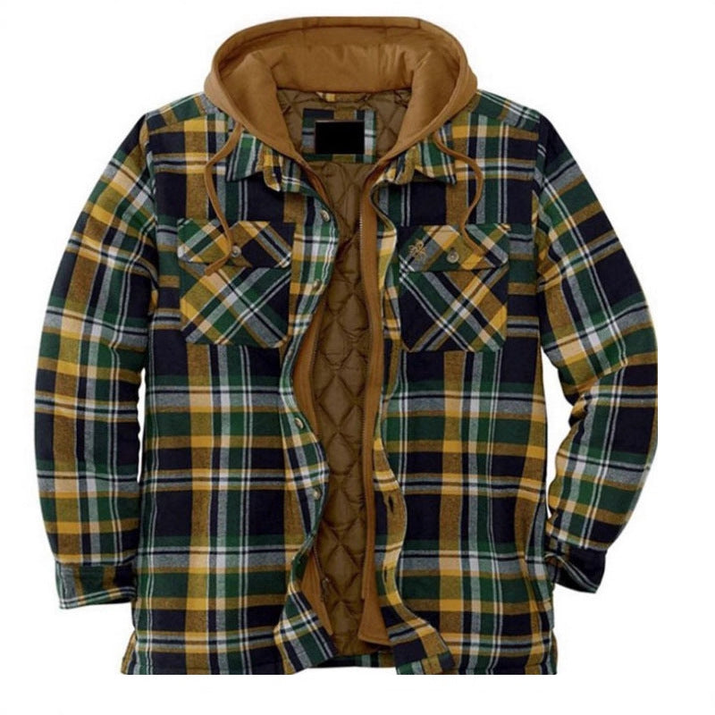 Men's Plaid Hooded Winter Jacket