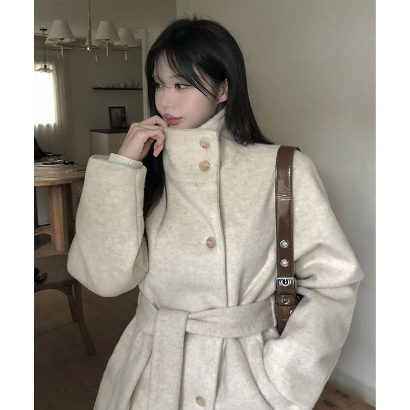 Women Winter Belted Wool Coat