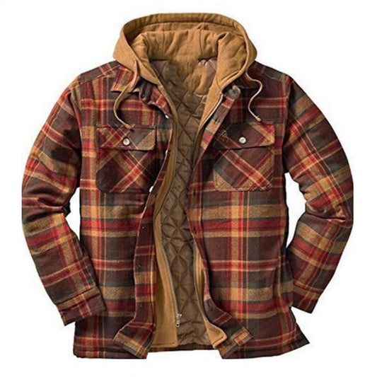 Men's Plaid Hooded Winter Jacket