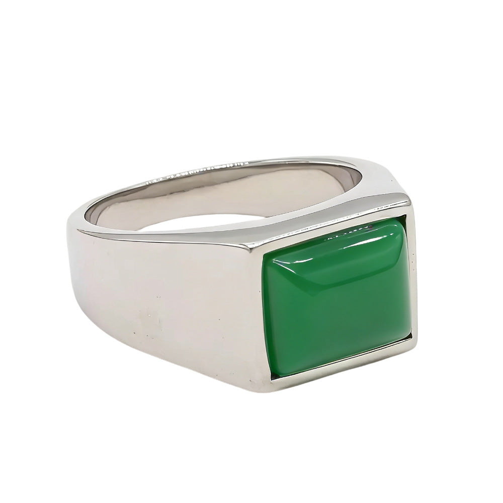 Minimalist Square-Gem Titanium Steel Ring