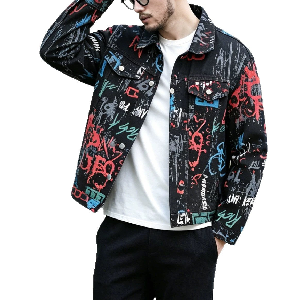 Men's Graffiti Denim Workwear Jacket