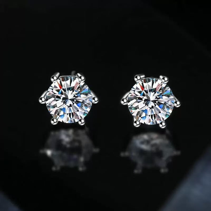 Classic Six-Claw Zircon Earrings