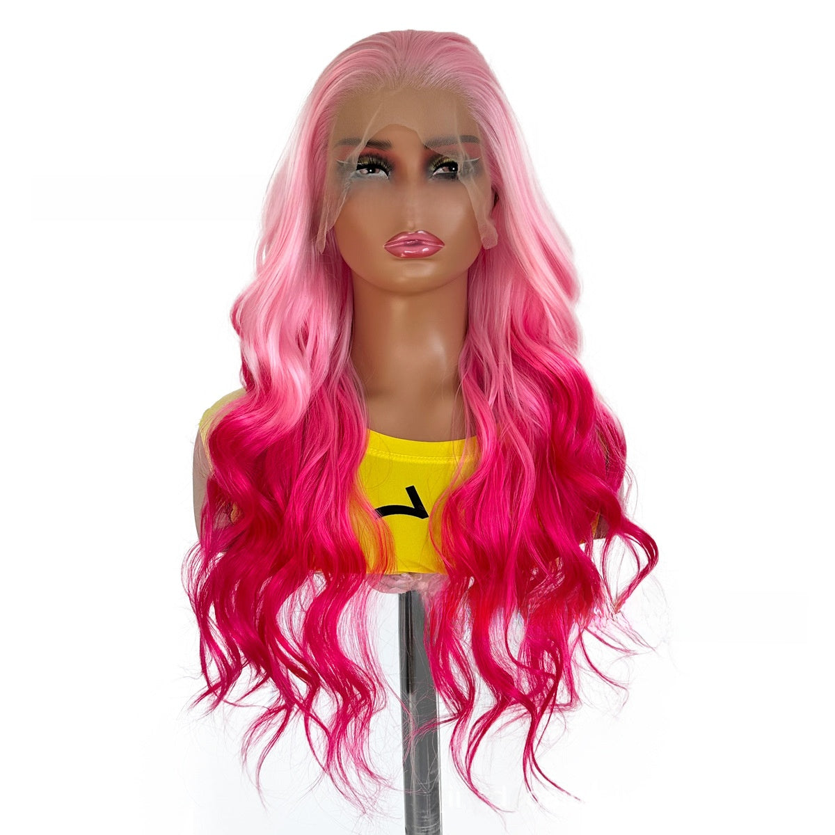 Front Lace Wig with Gradient Pink Waves