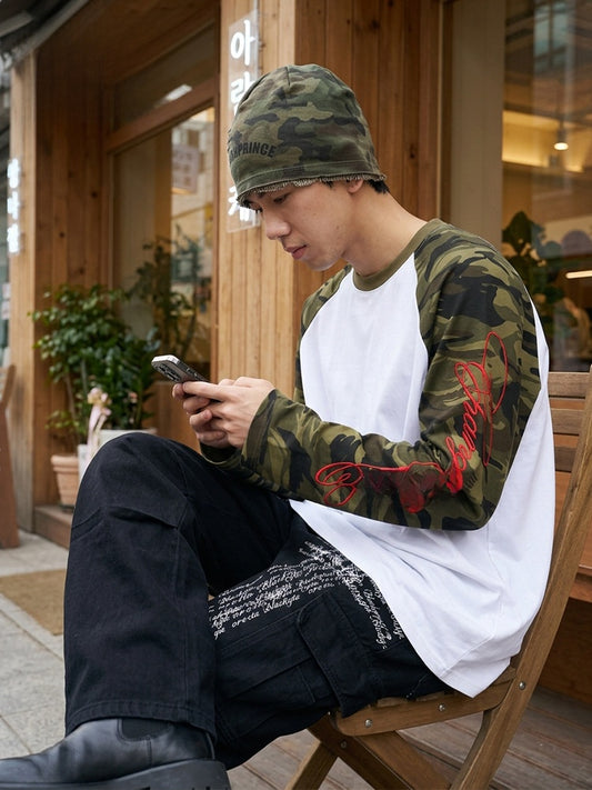 Embroidered Patchwork Long-Sleeve T-Shirt