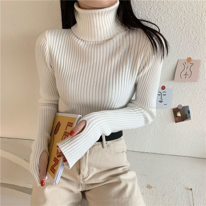 Womens High-Neck Knit Sweater