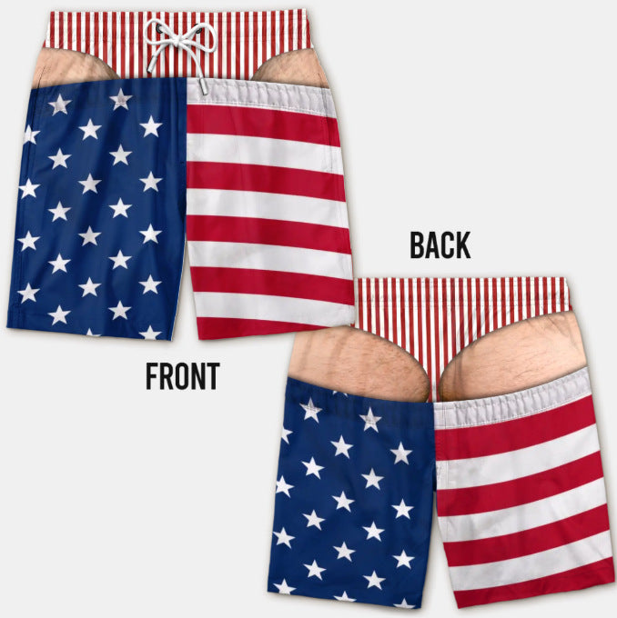 Funny Patriotic Men Swim Trunks Quick Dry Beach Shorts