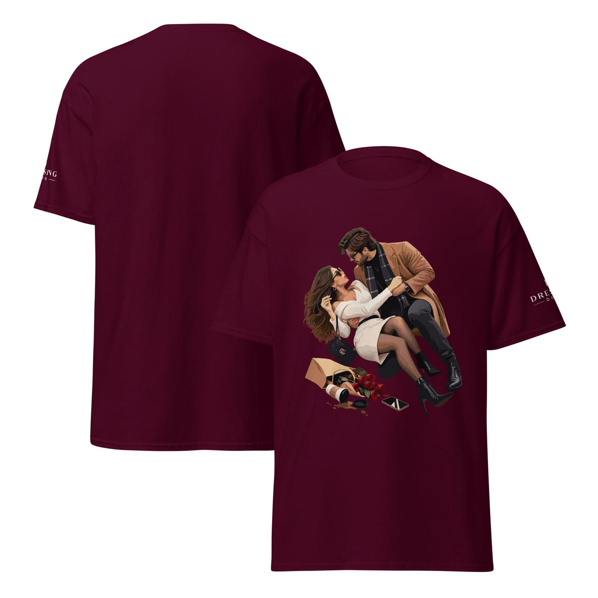 Unisex classic T-shirt maroon view